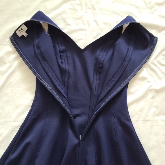 ❤️EUC M by Maia Navy Blue A-Line Sleeveless Embroidered Hem Panel Scuba Dress, 6 - Picture 5 of 13